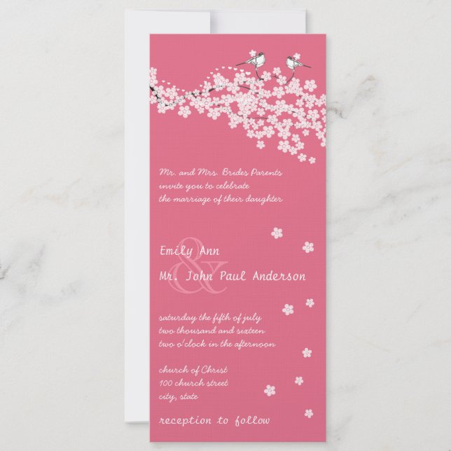 Invitación Boda de Damasco de Cherry Blossom Vintage (Anverso)