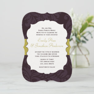 Invitación Boda de Damasco de Huevos y de la Chartreuse Dorad