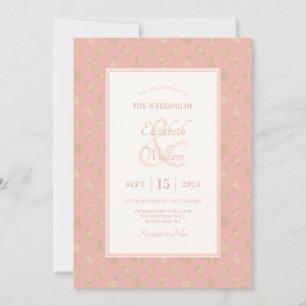 Invitación Boda de Damasco de Oro Rosa