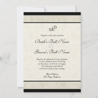 Invitación Boda de Damasco de Tulipanes Rojos y Negro en Crem