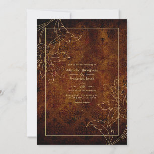 Invitación Boda de Damasco de Vintage Gold