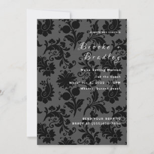 Invitación Boda de Damasco Floral Oscuro