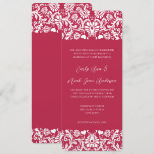 Invitación Boda de damasco floral rosa magenta victoriana