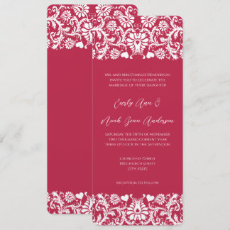 Invitación Boda de damasco floral rosa magenta victoriana