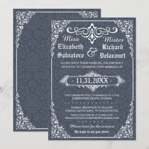Invitación Boda de Damasco gótica victoriana de la Marina inv