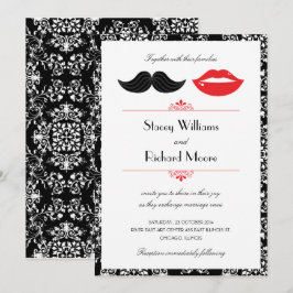 Invitación Boda de Damasco Roja, Negra y Blanca