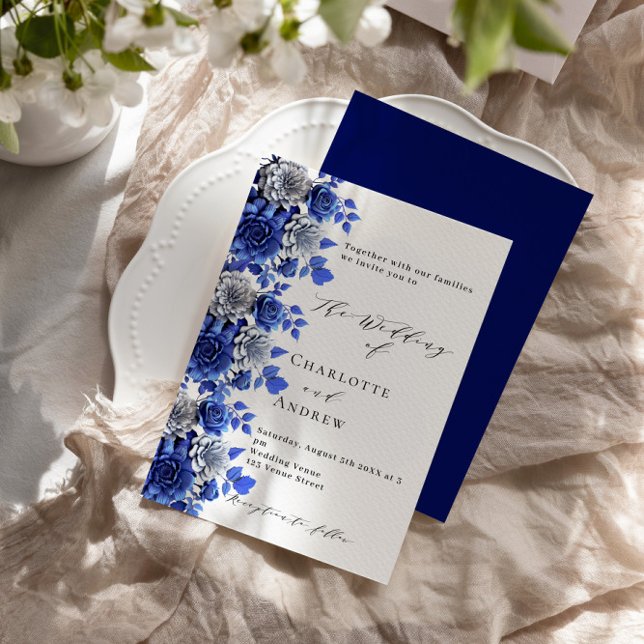Invitación Boda de  de guiones de florines azules (Subido por el creador)