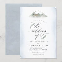 Boda de de montaña y hojas de color azul del país