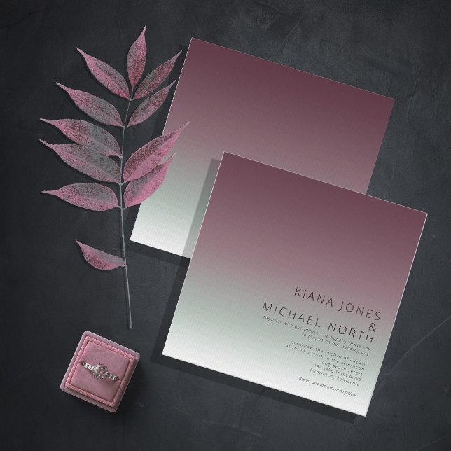 Invitación Boda de degradado de ánimo Borgoña Mist ID741 (Subido por el creador)
