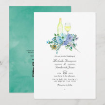 Boda de degustación de vino boho azul y menta con