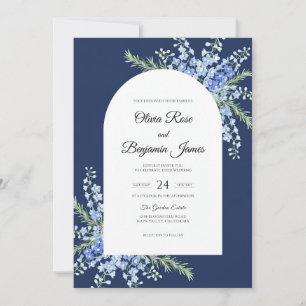 Invitación Boda de delfinio y eucalipto de vincapervinca de m