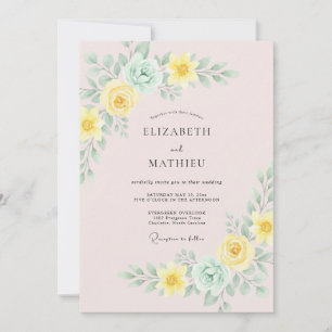 Invitación Boda de delicada flor de color verde menta