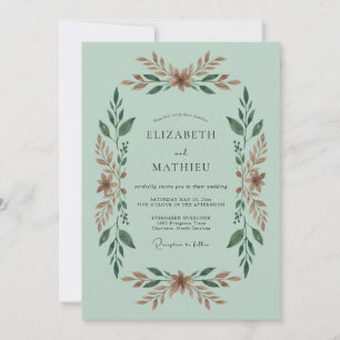 Invitación Boda de delicado follaje verde menta