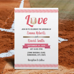 Invitación Boda de Deportes de Béisbol Love