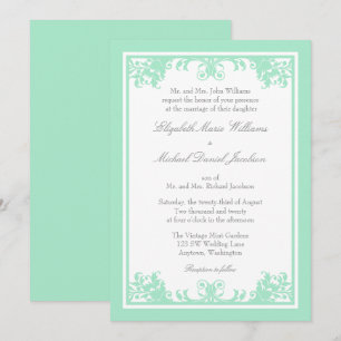 Invitación Boda De Desplazamiento De Vintage Gris Mint