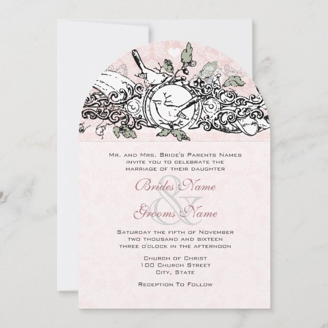 Invitación Boda De Desplazamiento Musical Pink (Reverso)