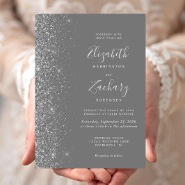 Invitación Boda de destellos de plata gris moderno