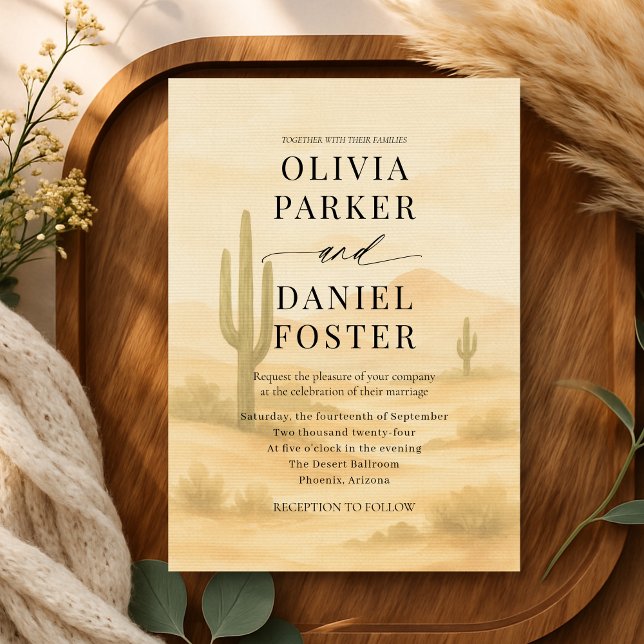 Invitación Boda de destino acuarela boho desierto  (Subido por el creador)