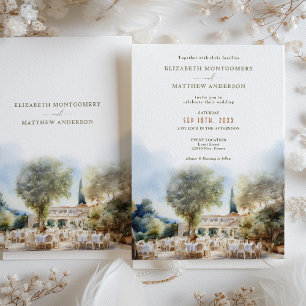 Invitación Boda de destino acuarela en la Riviera Francesa