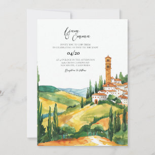 Invitación Boda de destino acuarela toscana