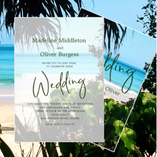Invitación Boda de destino azul de océano de playa tropical
