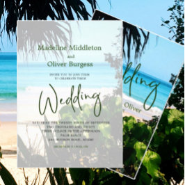 Invitación Boda de destino azul de océano de playa tropical