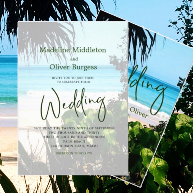 Invitación Boda de destino azul de océano de playa tropical (Subido por el creador)