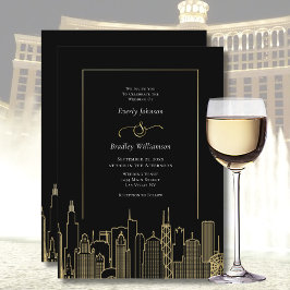 Invitación Boda de destino Black Gold Elegant Las Vegas