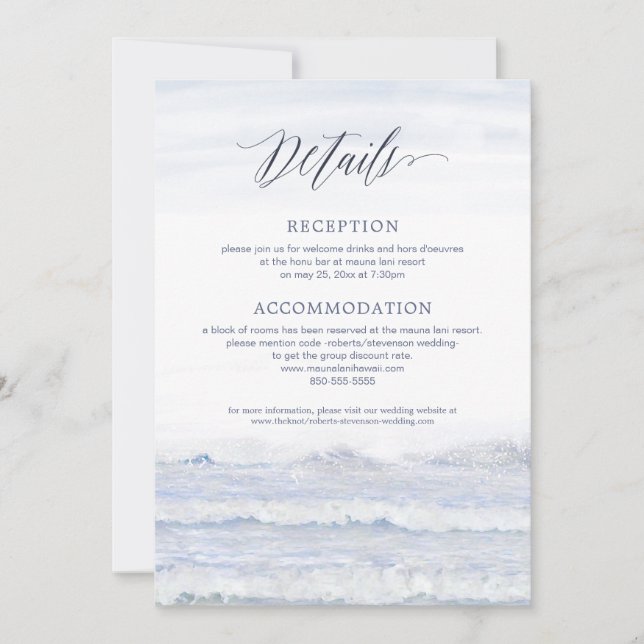 Invitación Boda de destino, Boda de playa, Suite Oceánica (Anverso)