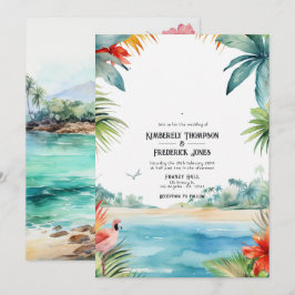 Invitación Boda de destino caribeña con acuarela
