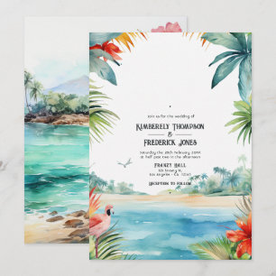 Invitación Boda de destino caribeña con acuarela