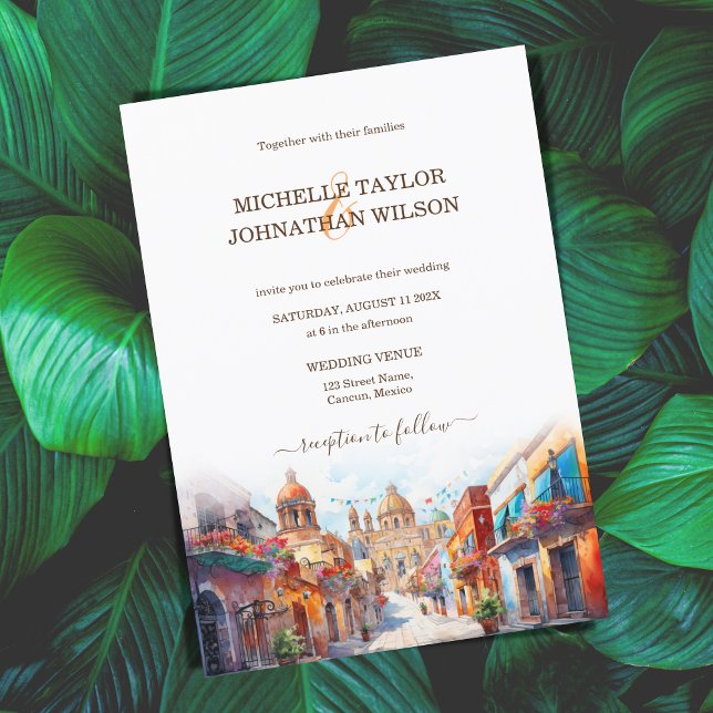 Invitación Boda de destino colorida México Flores Fiesta (Subido por el creador)