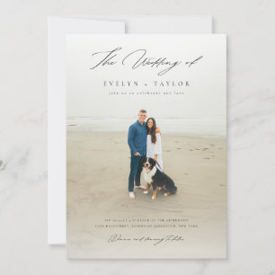 Invitación Boda de Destino con Código QR de Foto Simple y Ele