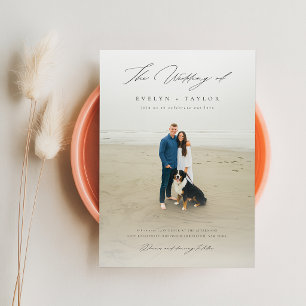 Invitación Boda de Destino con Código QR de Foto Simple y Ele
