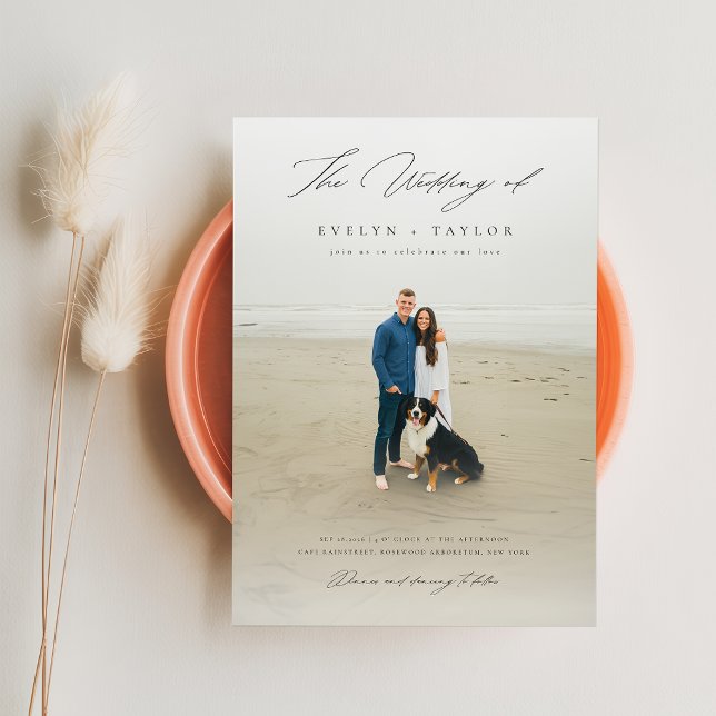 Invitación Boda de Destino con Código QR de Foto Simple y Ele (Subido por el creador)