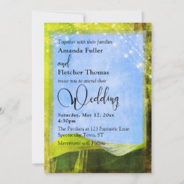 Invitación Boda de destino con hoja de plátano rústica y luce
