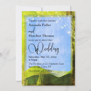 Invitación Boda de destino con hoja de plátano rústica y luce