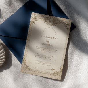 Invitación Boda de destino con pasaporte vintage