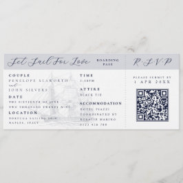 Invitación Boda de destino con pase de embarque de barco náut