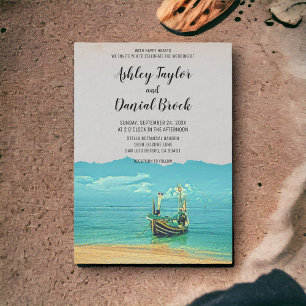 Invitación Boda de destino costero con barco de vela vintage
