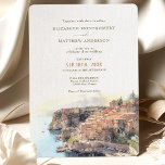 Invitación Boda de destino costero francesa Cote d'Azur<br><div class="desc">Disfrute del romanticismo y la belleza de Francia con esta impresionante invitación a una boda con una pintura acuarela de la impresionante línea costera de la Costa Azul. La Riviera francesa es un destino de renombre mundial para los bodas, y no es difícil entender por qué. Este paraíso costero alberga...</div>