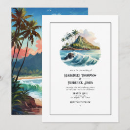 Invitación Boda de destino de acuarela en Hawaii
