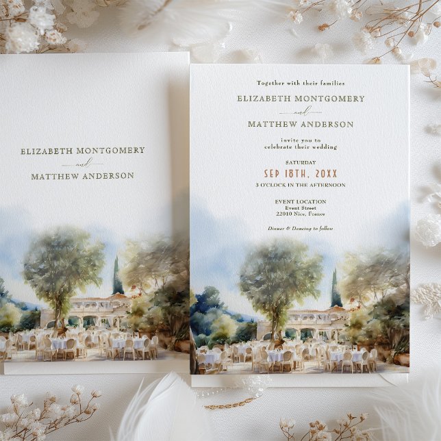 Invitación Boda de destino de acuarela en la Riviera Francesa (Subido por el creador)