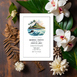 Invitación Boda de destino de acuarela Hawái