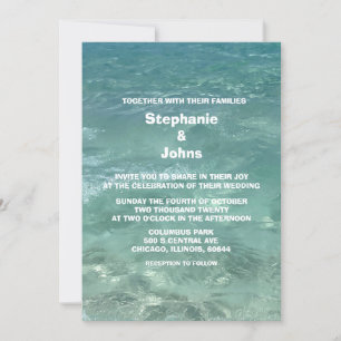 Invitación Boda de destino de agua Verde azulada turquesa de