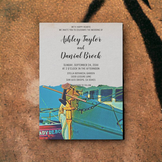 Invitación Boda de destino de anclaje naval de buques de époc (Subido por el creador)