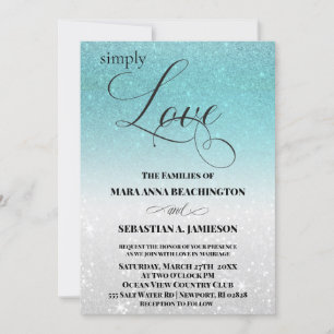 Invitación *~* Boda de destino de Aqua Purpurina Beach