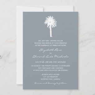 Invitación Boda de destino de árbol de palmera gris elegante