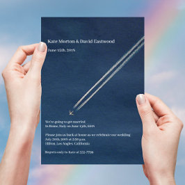 Invitación ©Boda de destino de avión de alta altitud azul