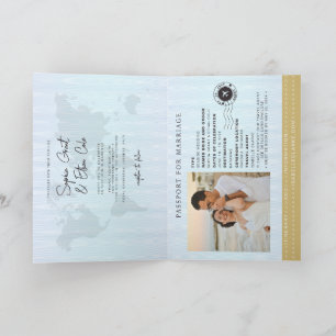Invitación Boda de destino de avión de oro falso 